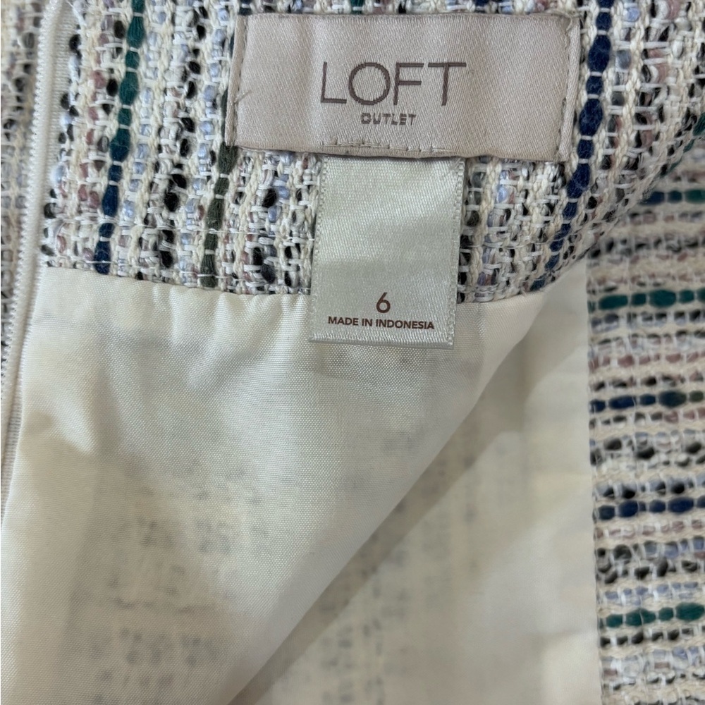 Loft Outlet Size 6 Tweed Multi-colored Striped Taylored Lined Skirt - Picture 8 of 11